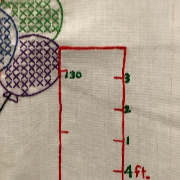 Vintage Hand-Crafted Embroidered & Cross Stitch Height Chart - Clown & Balloons - Picture 10 of 10